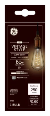 Vintage Style 5w Warm White Led Bulb, Clear St19, 250 Lumens