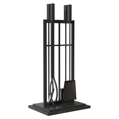 Open Hearth 5-piece Black Fireplace Tool Set With Stand And Accessories