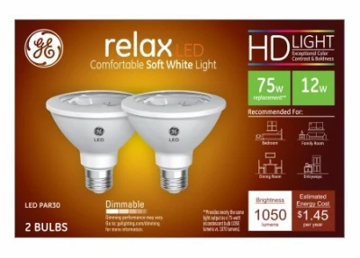 Soft White 12w Par30 Led Bulbs, Medium Base, 2-pack