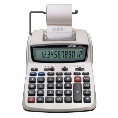 Compact 12-digit Commercial Calculator With Speedy Ink Printer & Dual Power