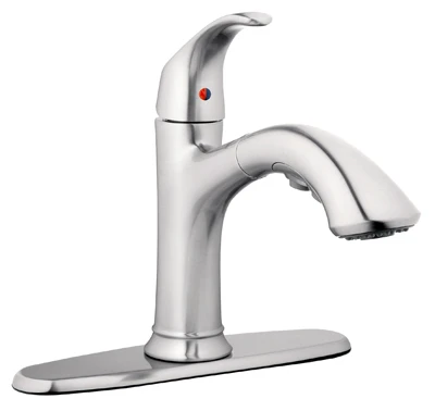 Brushed Nickel Pull-out Kitchen Faucet With Single Loop Handle