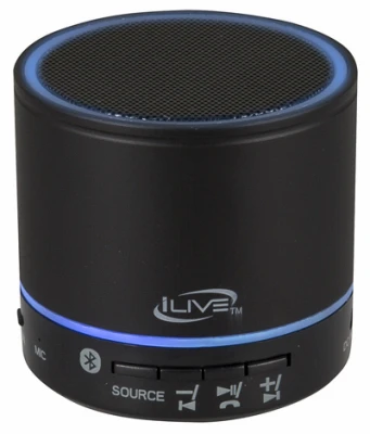 Compact Black Bluetooth Wireless Speaker With Led Lights