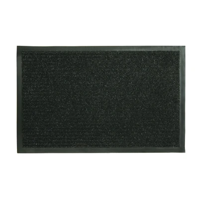 Durable Dual Rib Black Floor Mat 18x28 Inches For Indoor & Outdoor Use