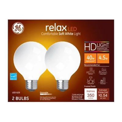G25 Soft White Led Bulbs 360 Lumen, 4.5w, 2-pack