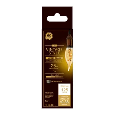 Vintage Amber Led Candle Bulb – Warm White, 3w, 125 Lumens