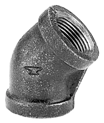 3/8" Black 45° Malleable Iron Pipe Elbow Fitting