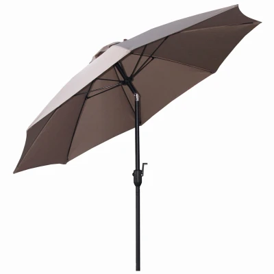 9-foot Taupe Patio Canopy Umbrella With Crank And Tilt, Aluminum Frame