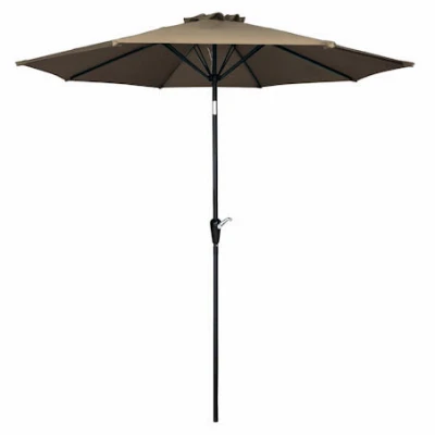 9-foot Taupe Market Umbrella With Crank & Tilt Steel Pole