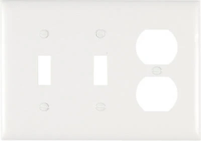 Pass & Seymour 3-gang Wall Plate, 2-toggle & 1-duplex, Urea, White, Model Sp28wu