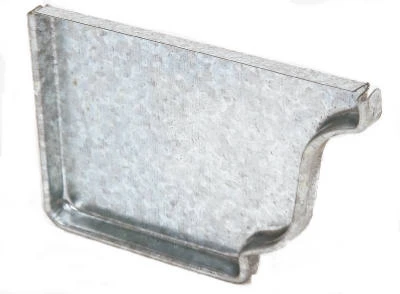 5" Galvanized Steel Left End Gutter Cap - Mill Finish