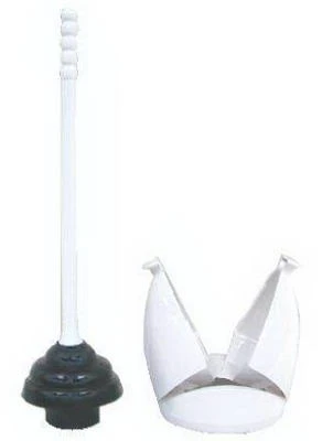 Durable Plastic Handle Toilet Plunger With Storage Holder