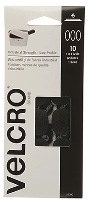 Velcro Industrial Strength Low Profile Fasteners, Black, 1 X 3/4 Inch, 10-pack