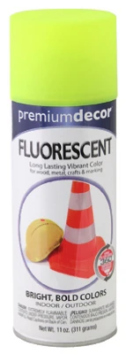 Premium Decor Fluorescent Spray Paint, Bright Yellow, 11 Ounce