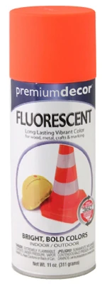 Premium Decor Fluorescent Spray Paint, Blazing Orange, 11 Ounce