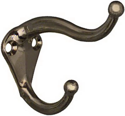 Nickel Finish Hat & Coat Hooks 2-pack