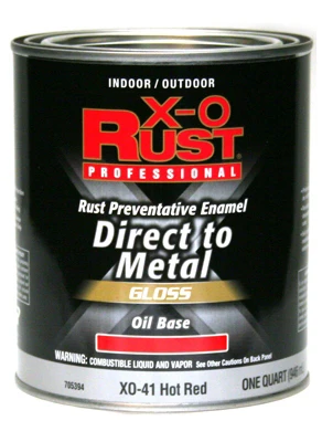 X-o Rust Premium Oil-based Enamel Paint – Hot Red Gloss, 1 Quart