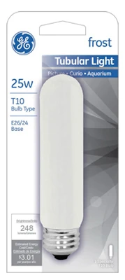 25w Frosted Tubular Light Bulb, Medium Base, 5-5/8 Inch