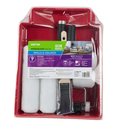 Complete 9-piece Painting Kit With Rollers, Brushes & Tray