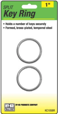 Durable Brass-plated 1-inch Split Key Rings - 2 Pack