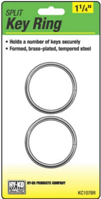 Brass-plated Split Key Rings - 1.25 Inch, 2-pack