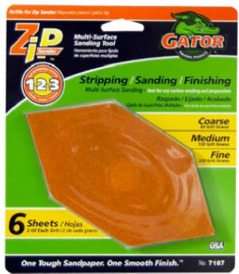 Zip Assorted Grit Sanding Refill Sheets - 6 Pack