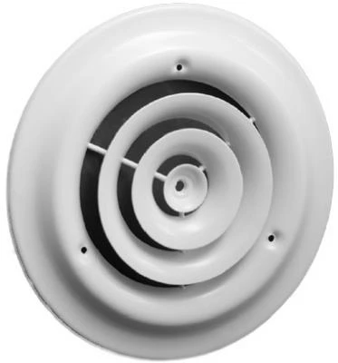 Round Ceiling Diffuser, Steel, White, 8-in.