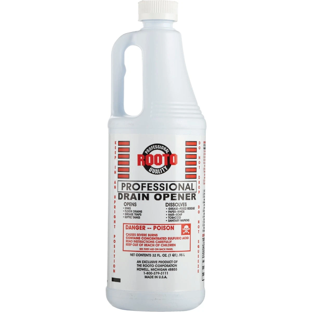 32 Oz. Professional Liquid Sulfuric Acid Drain Opener For Stubborn Clogs