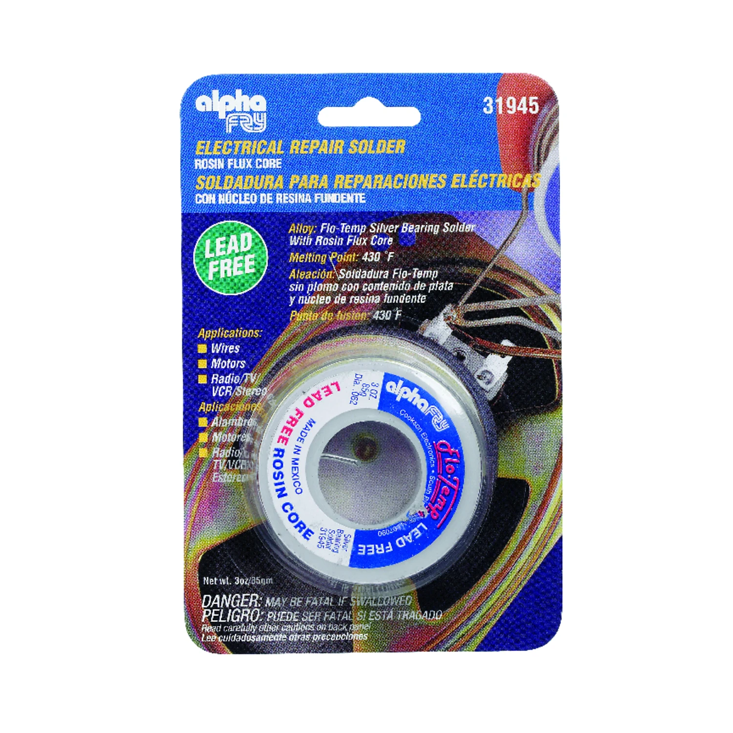 3 Oz Lead-free Rosin Core Solder Wire 0.062 In. Diameter Tin/copper/silver