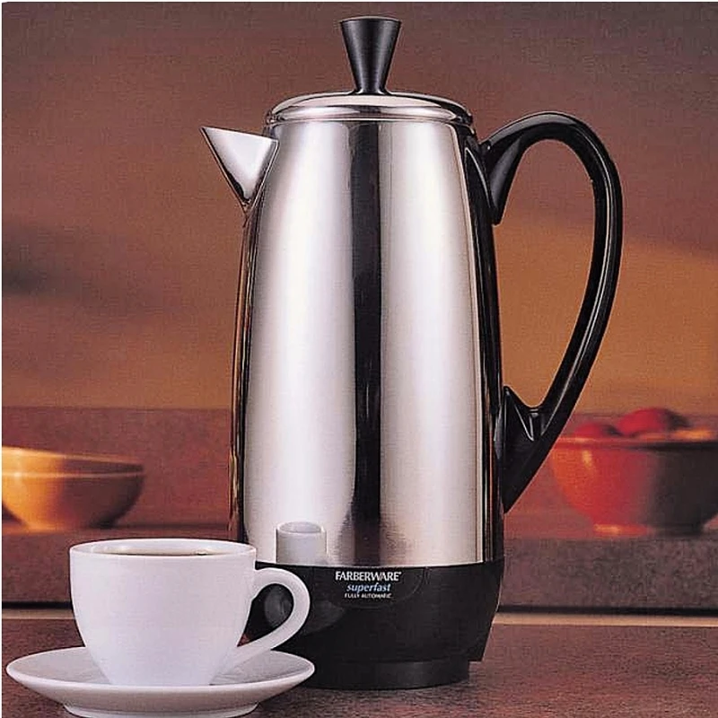 4-12 Cup Stainless Steel Coffee Percolator — Fast Brew, Durable Construction