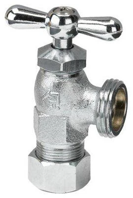 Compression Washing Machine Valve, Chrome Plated Brass, 1/2 X 3/4-inch Tee Handle
