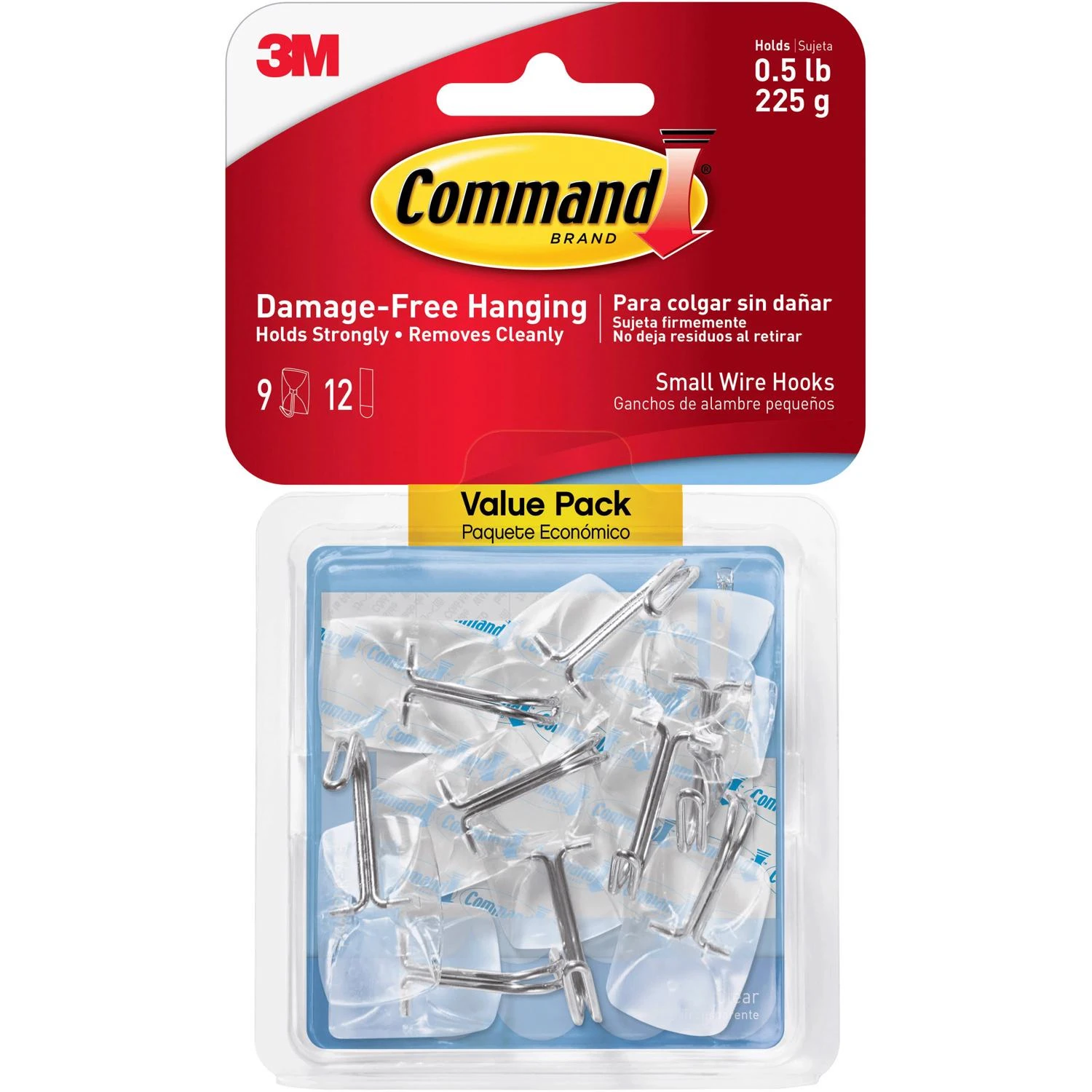 Clear .5 Lb. Capacity Wire Adhesive Hook (9-pack)