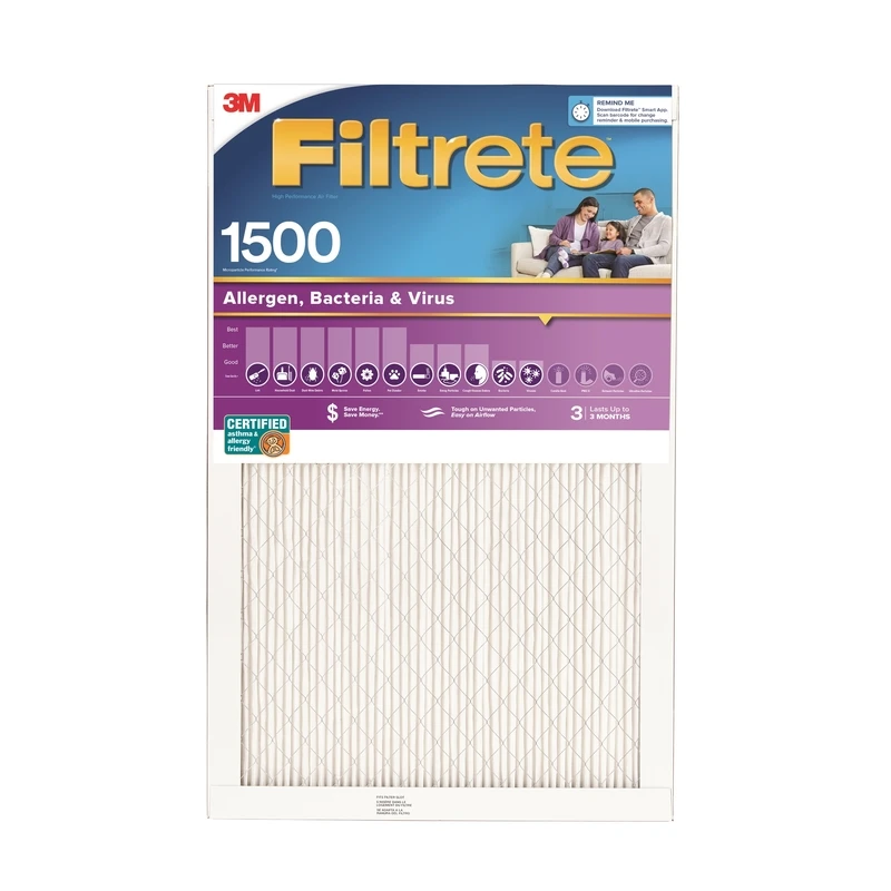 Pleated Air Filter, Ultra Allergen Reduction, 3 Months, Purple, 16x25x1-in.