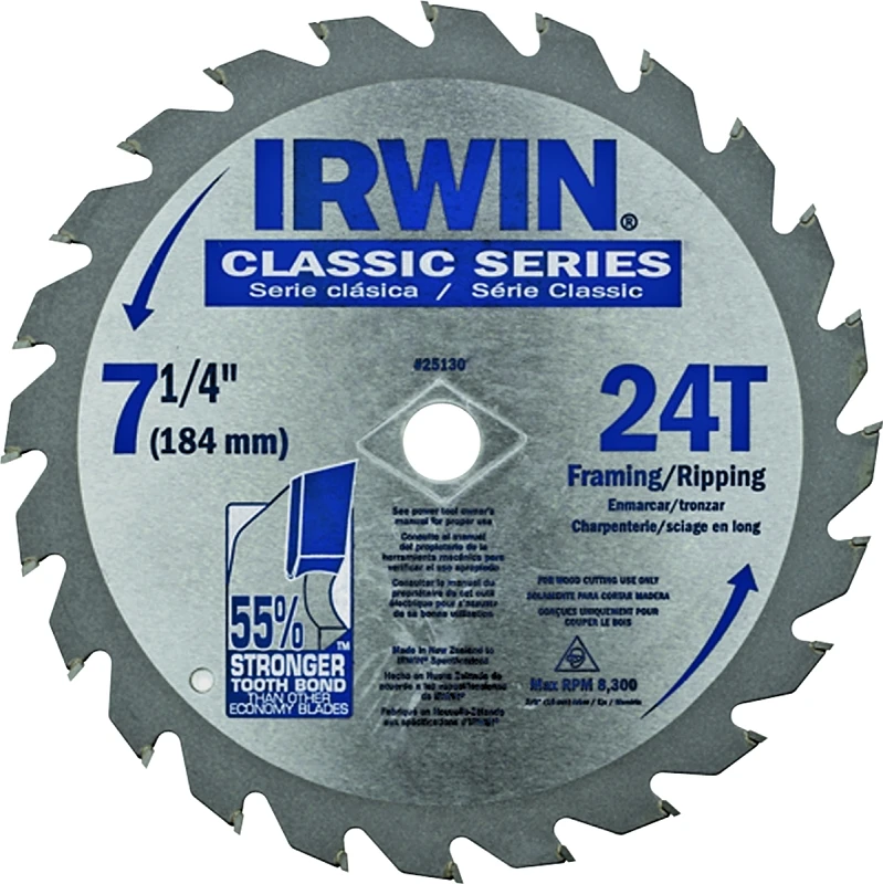 Circular Saw Blade, Carbide-tipped, 24-tooth X 7-1/4-in.