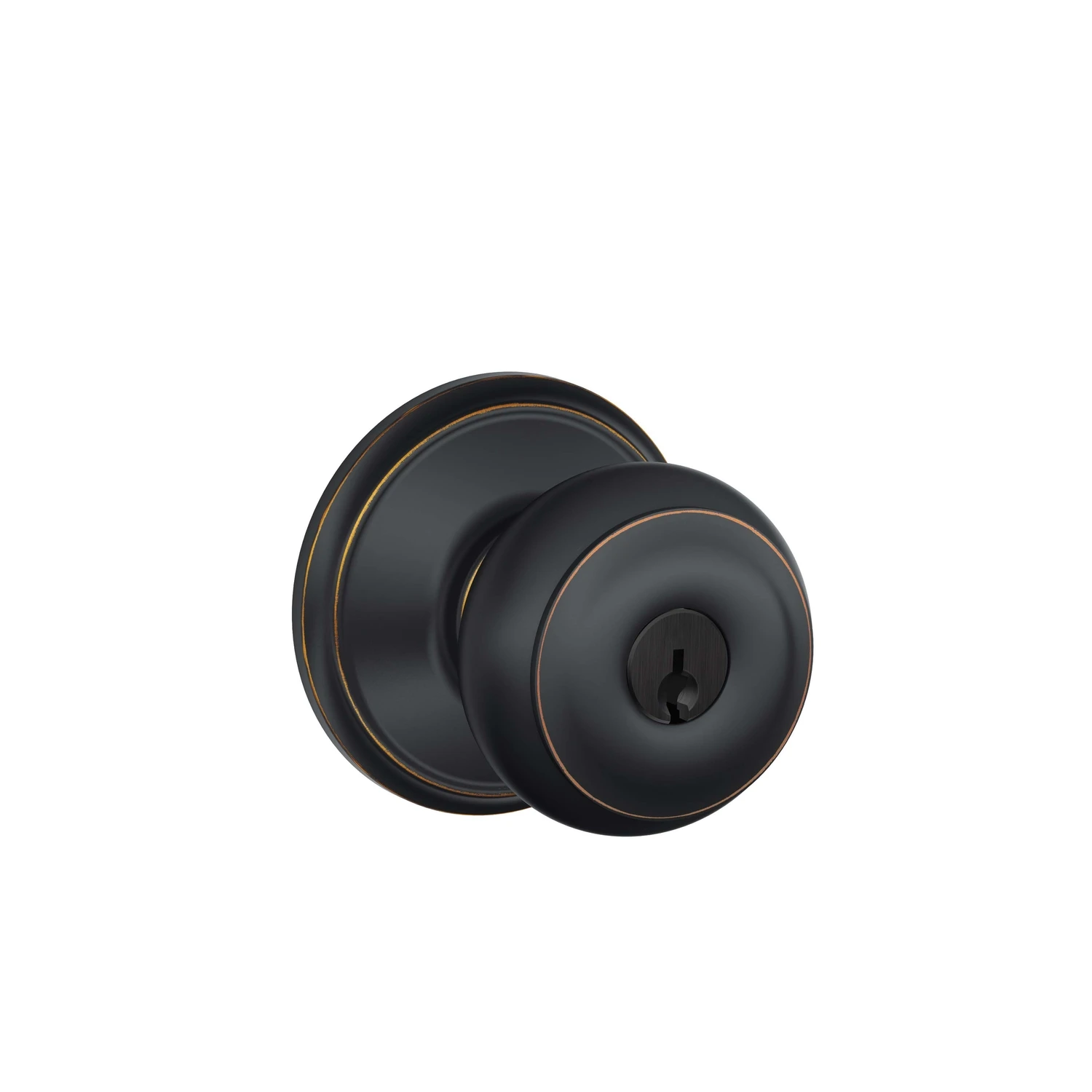 Georgian Aged Bronze Exterior Door Knob – Grade 2 Security, Keyed Alike