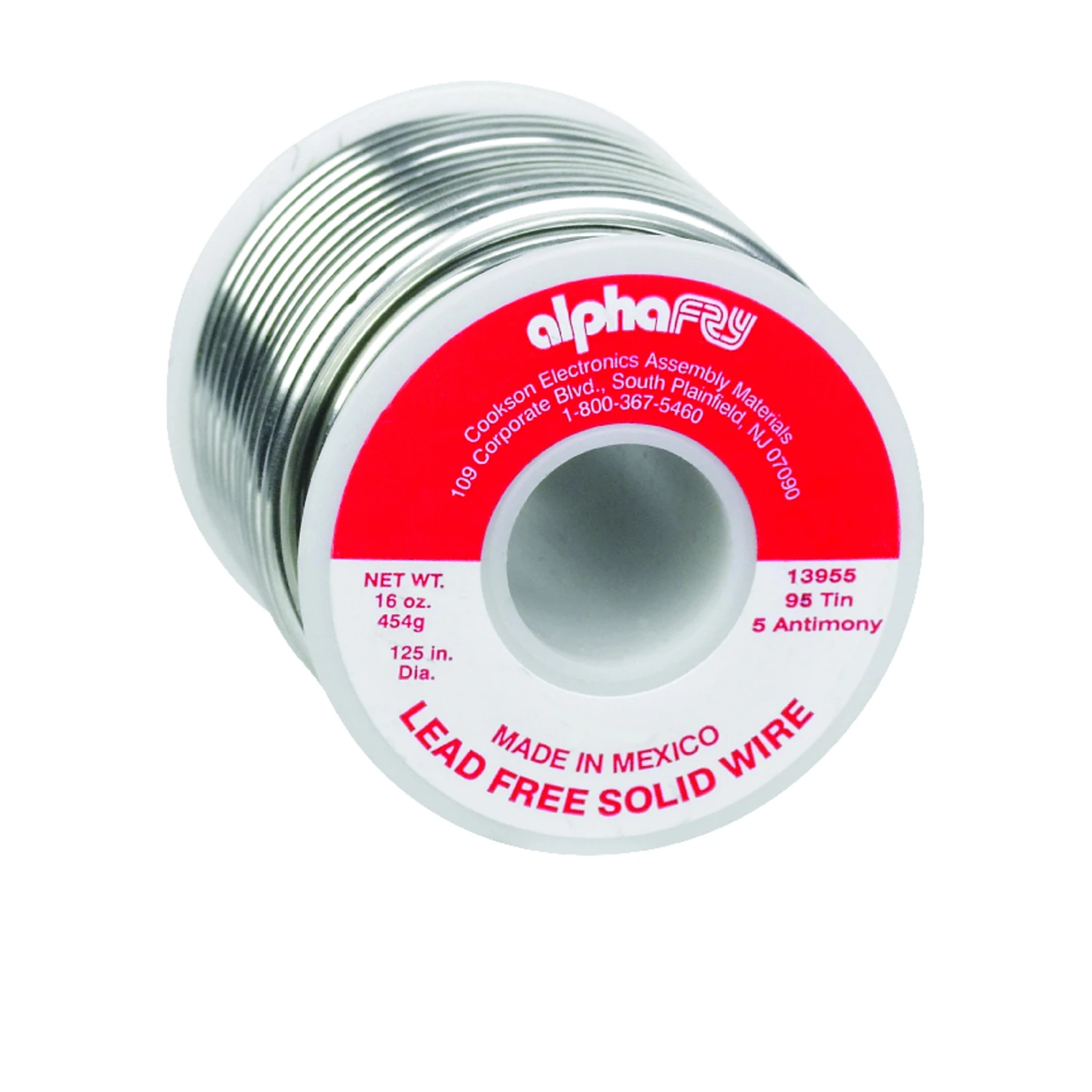 16 Oz Lead-free Solid Wire Solder 0.125 In. Diameter Tin/antimony 95/5