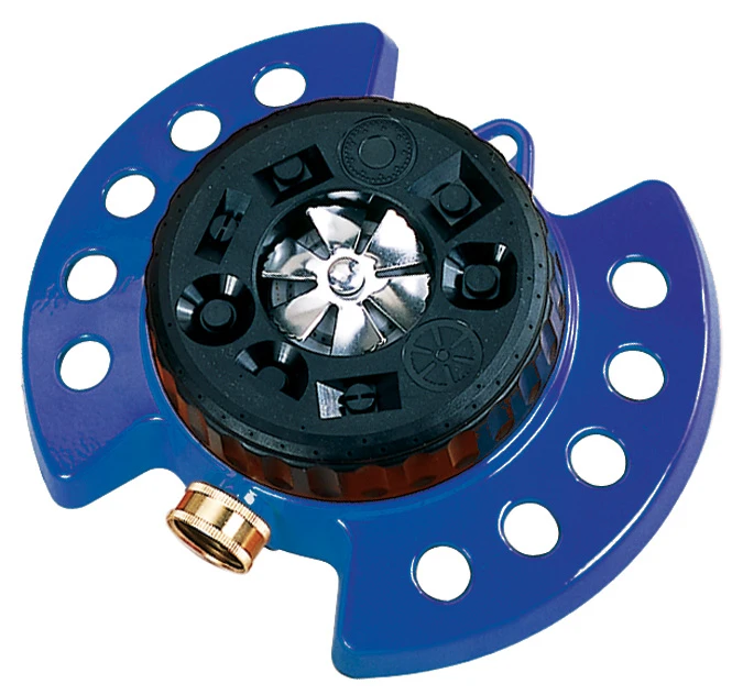 10-15025 Colorstorm Nine Pattern Turret Sprinkler, Blue With Heavy-duty Base