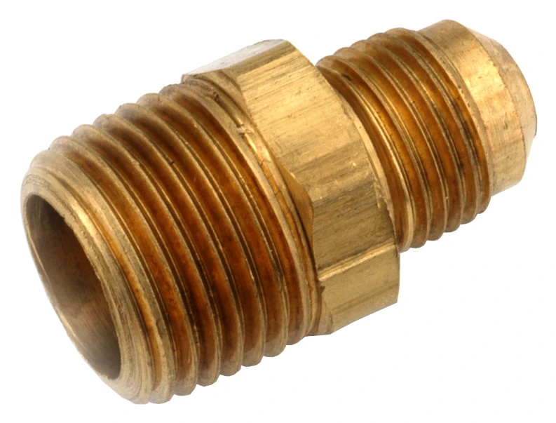 Pipe Fitting, Flare Connector, Lead Free Brass, 1/4 X 1/4 In. Mpt