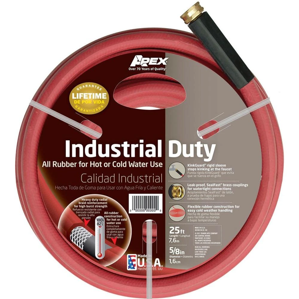 5/8 In. Dia X 25 Ft. Red Rubber Commercial Hot Water Hose