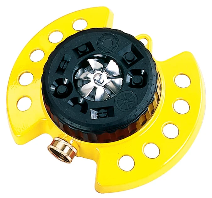 10-15023 Yellow Colorstorm Turret Sprinkler With Heavy Duty Metal Base