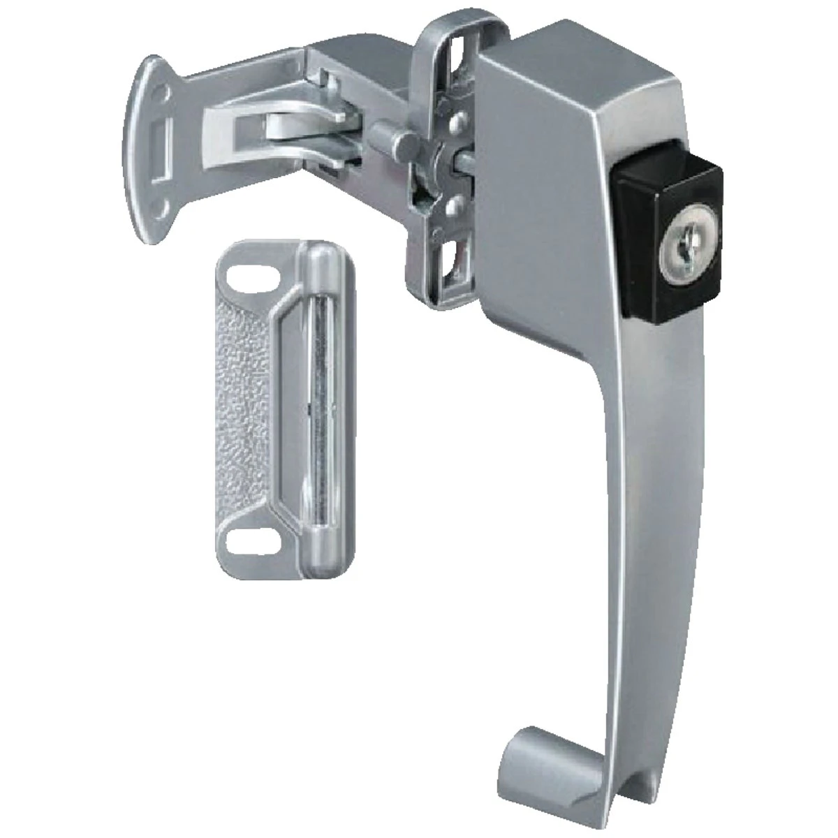 Silver Keyed Push Button Latch For Wood Or Metal Doors, Model N178384