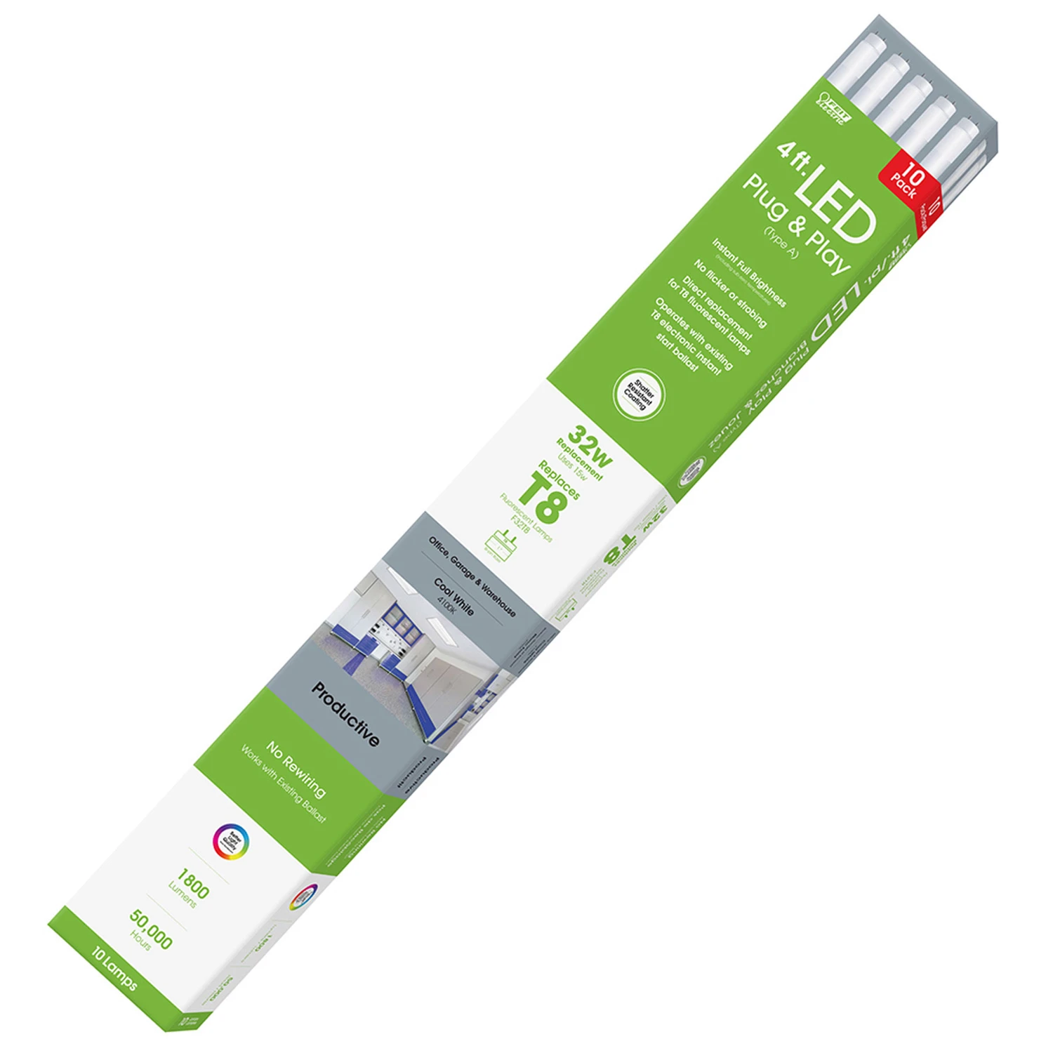 Electric Plug & Play Linear G13 (medium Bi-pin) Led Bulb Cool White 32 Watt Equivalence 1