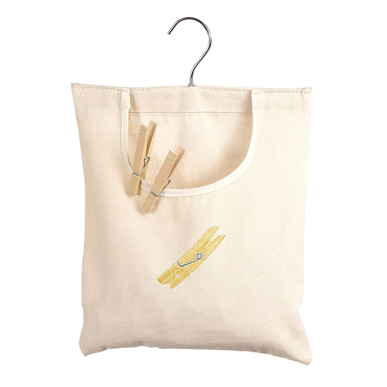 Cotton Canvas Clothespin Bag – 11 X 15 In With Wide-mouth Opening & Hanger