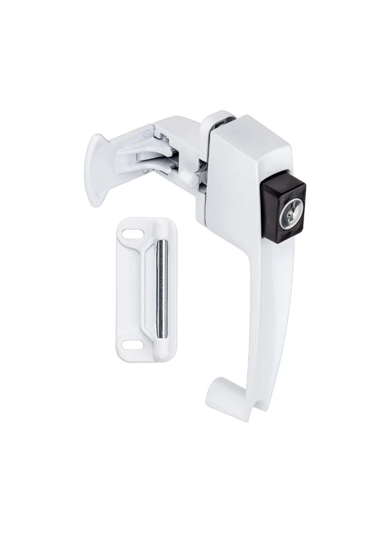 Screen & Storm Door Latch, Keyed, Push-button, White