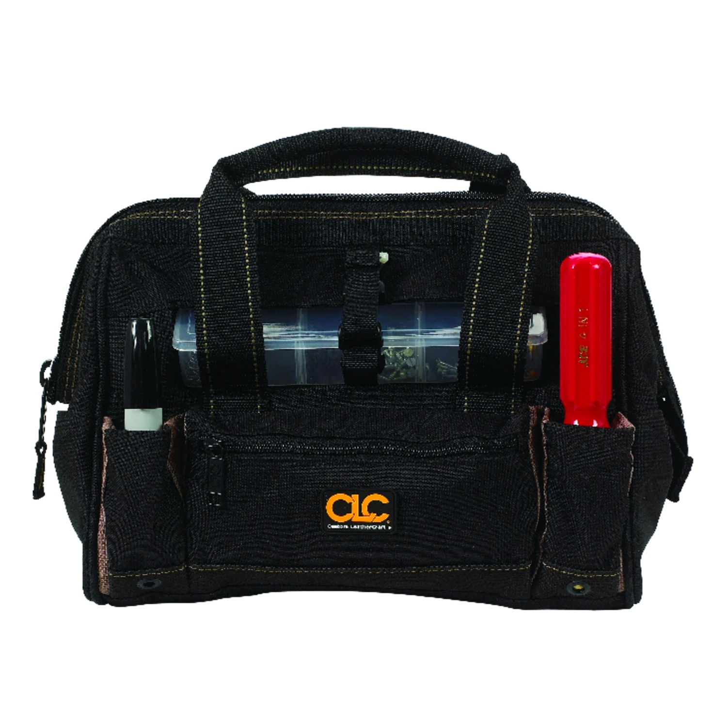 Black 21-pocket 12-inch Tool Bag With Top-side Tray – Durable Portable Organizer