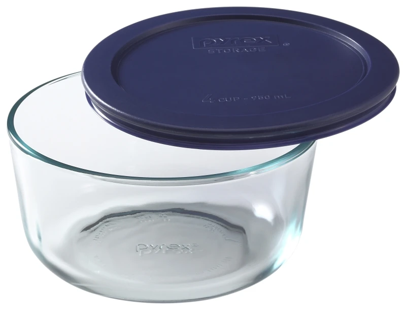 Simply Store 4-cup Round Glass Storage Container With Navy Blue Lid