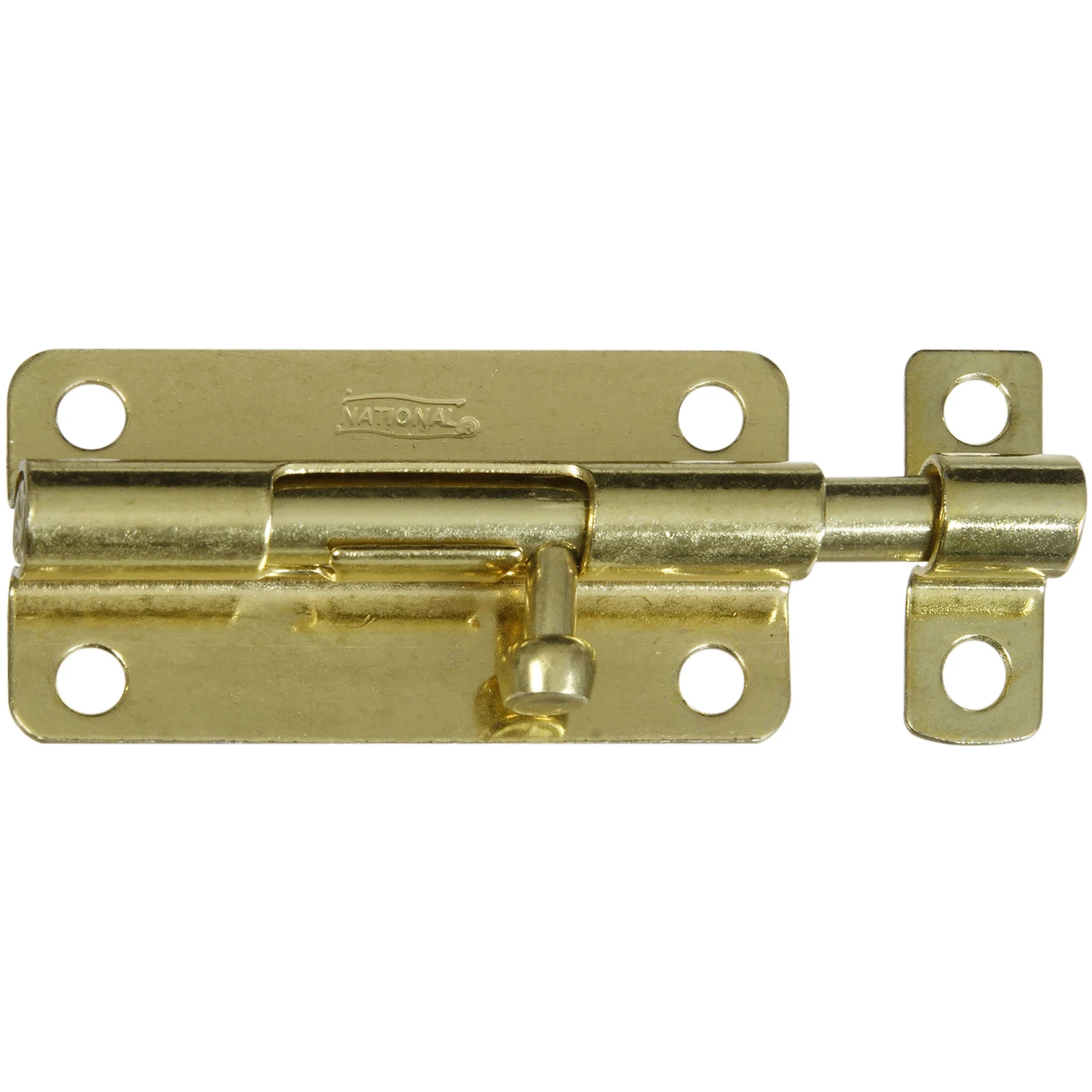 Door Barrel Bolt, Dull Brass, 4 In.