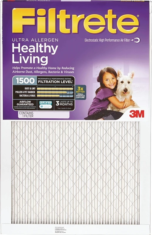 Pleated Air Filter, Ultra Allergen Reduction, 3 Months, Purple, 14x25x1-in.