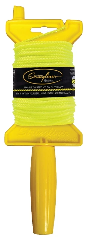 11112 100 Feet Mason Chalk Line Reel - Fluorescent Yellow Twine