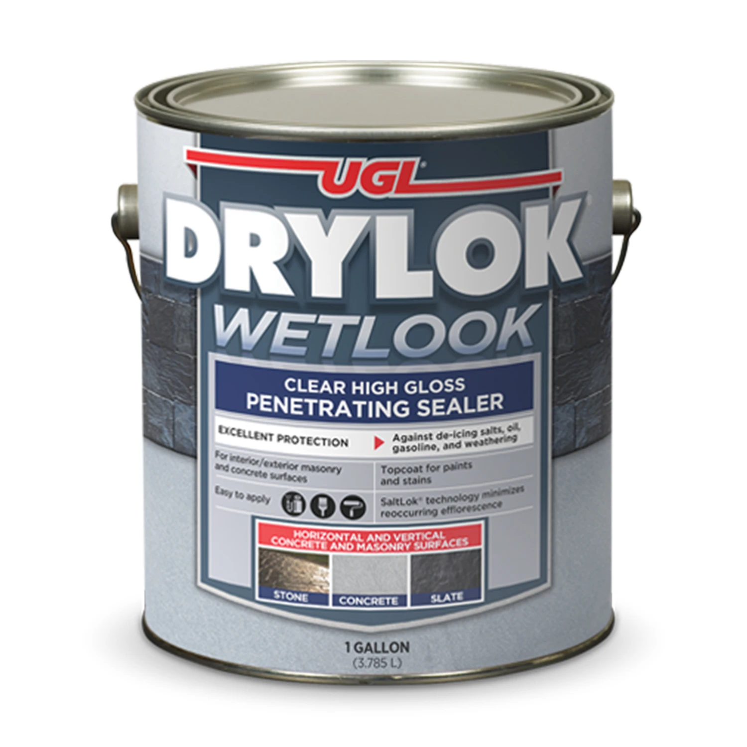 Wetlook High Gloss Clear Concrete Sealer, 1 Gallon - Water-based Acrylic