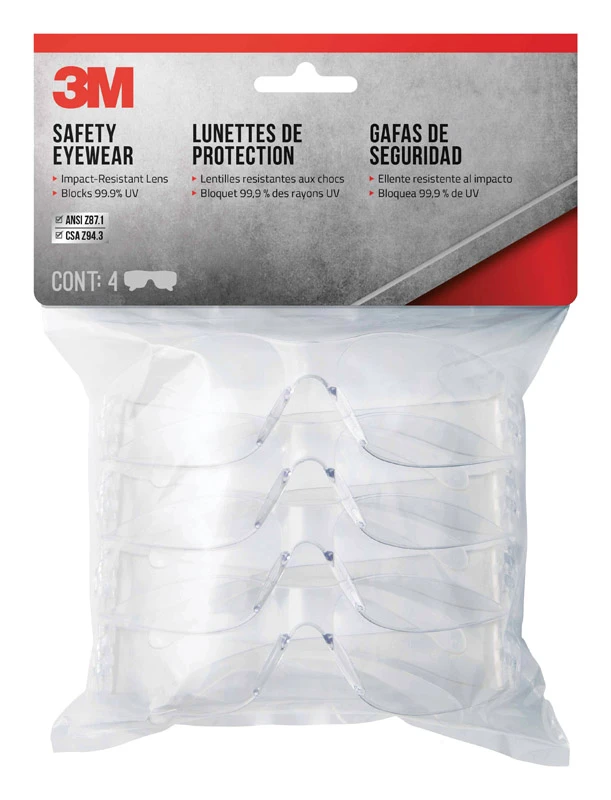 Indoor Safety Glasses, Clear, 4-pk.